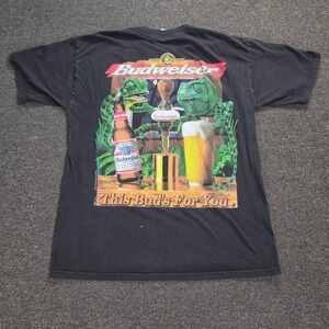 Vintage Budweiser T-Shirt Mens Large 1998 Frogs Chameleon This Buds For You
